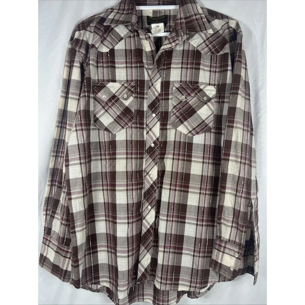 Rustler Wrangler Pearl Snap Long‎ Sleeved Shirt  Large Western Shirt